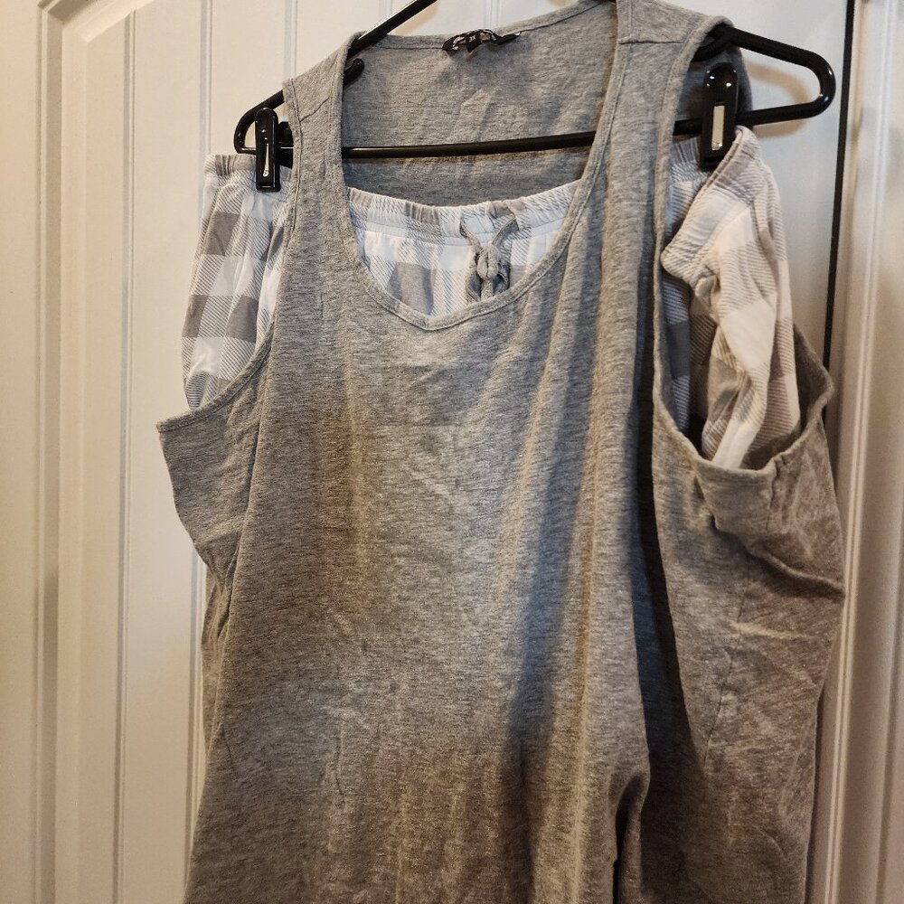 Just Love Gray Gingham Tank Short Pajama Set 3X